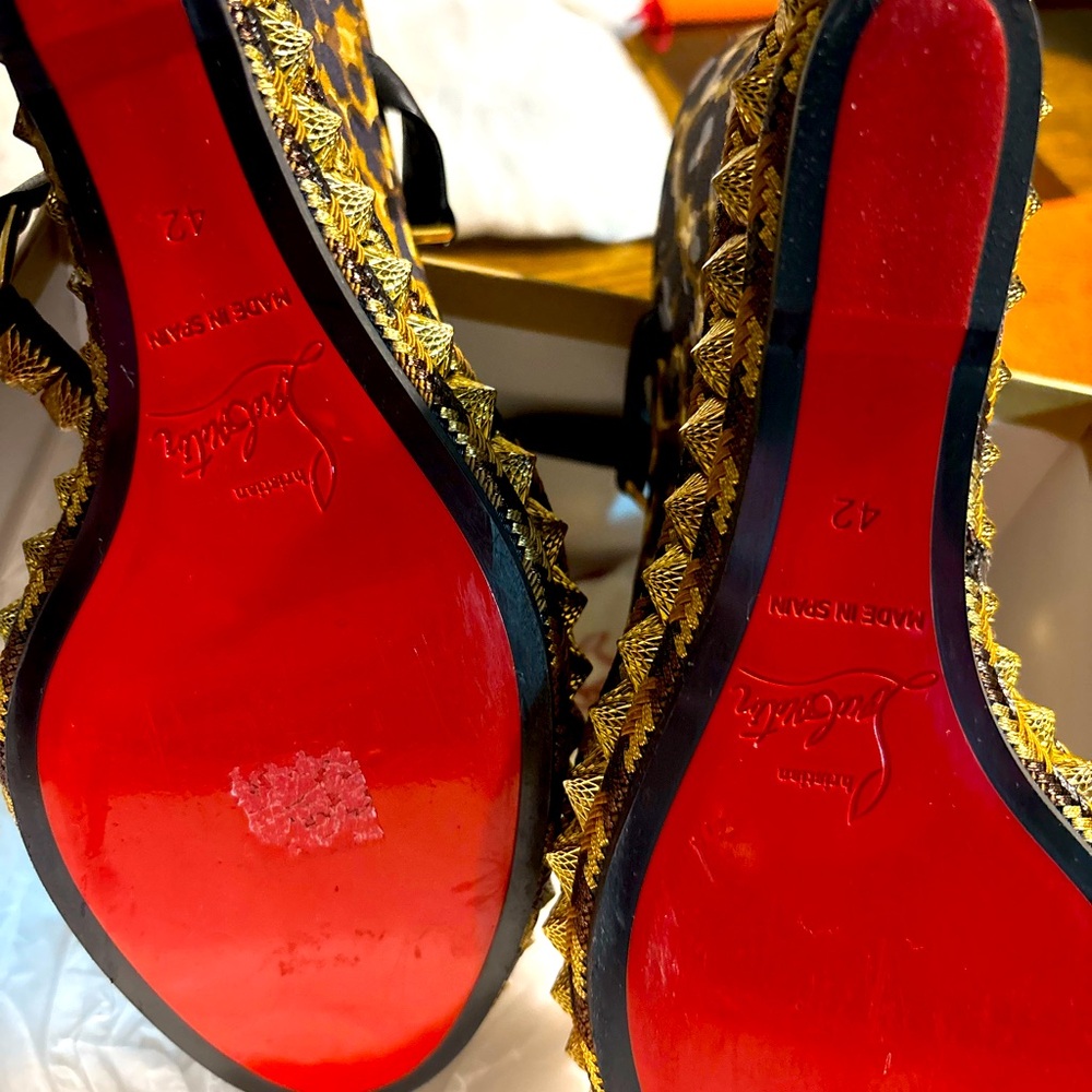 Christian Louboutin Black and Gold Spiked Heels